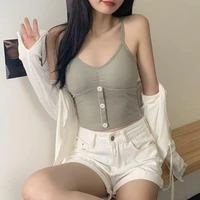 2022 new women camisole strap vest sexy v neck ultra thin fashion woman knitting crop top dropshipping for dating