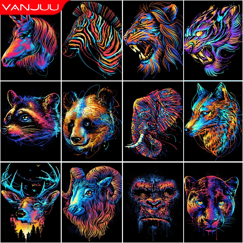

5D Diamond Painting Animal Tiger Fox Diamond Mosaic Wolf Full Rhinestone Embroidery Adult Cross Stitch Kit Home Decor