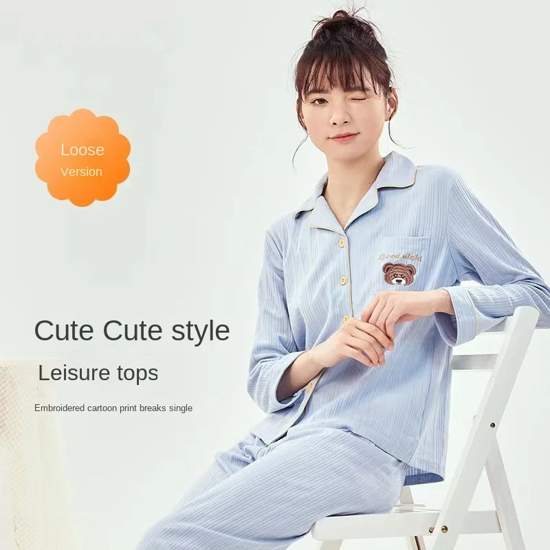 Fashion Pajamas Set For Women Plus Size M-XXL Clothes Ladies Cotton Home Wear Suit Autumn Winter Pajamas Sleep Tops