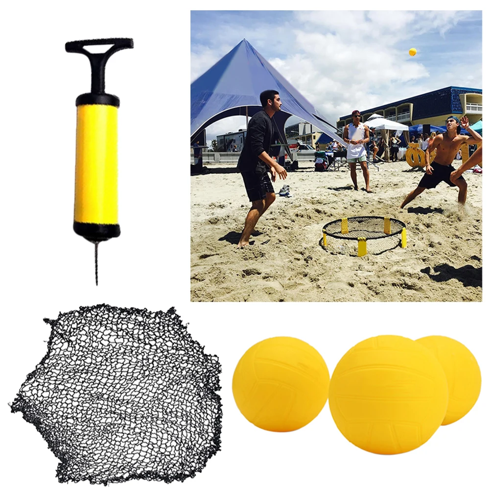 

Lawn Family High Bounce Mini Volleyball Set Beach Net With 3 Balls Pump Fun Fitness Equipment Outdoor Game Yard Team Sports
