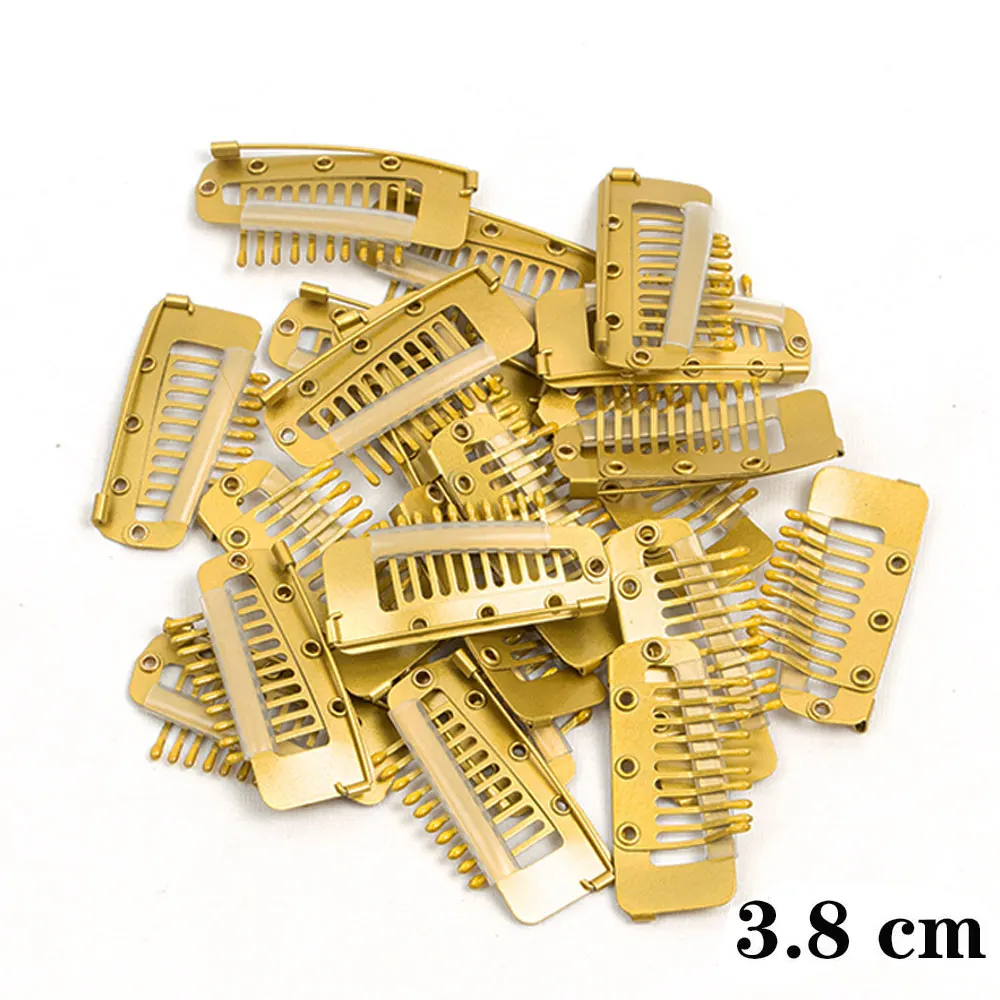 

3.8cm 10 teeth Snap Clips with safety Pin 20pc /50pc Clip In Hair Extension Wig Clips For Human Hair Bangs Snap Hair Clips