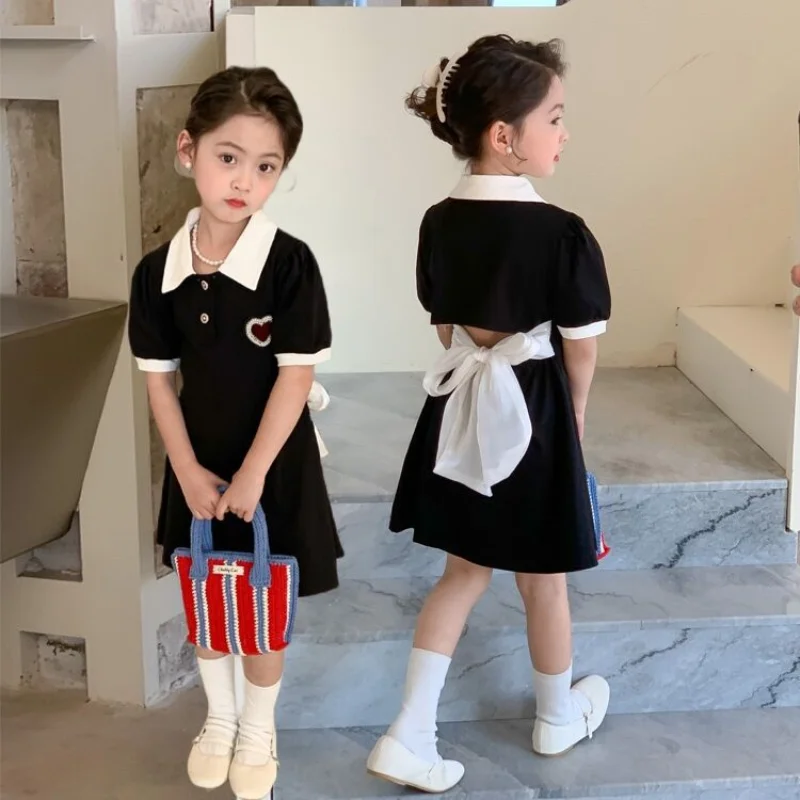 

Children's Dress 2023 Summer New Love Embroidered Girl's Shirt Skirt College Wind Girl's Dress Sweet Dress