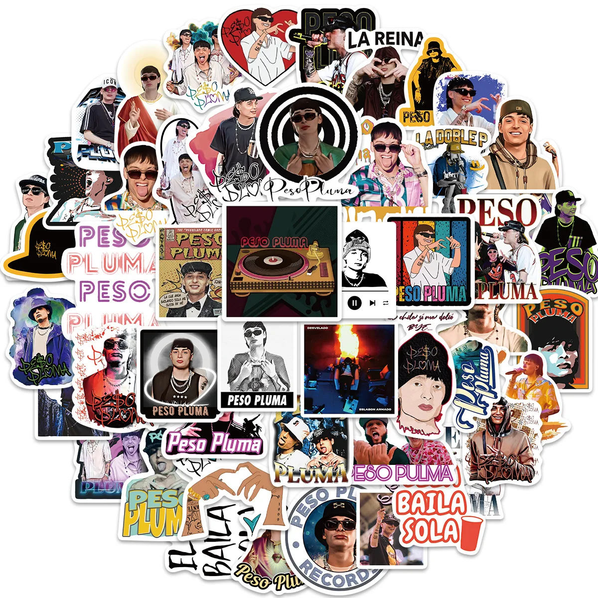 

50pcs Mexican Net Red Peso Pluma Graffiti Decoration Guitar Notebook Suitcase Waterproof Stickers