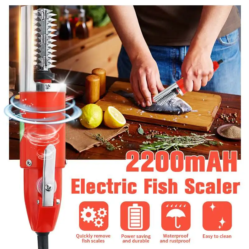

Electric Fish Scale Scraper Fishing Scalers Clean Easy Fish Stripper Remover Cleaner Tool Adapter Waterproof Charging Portable