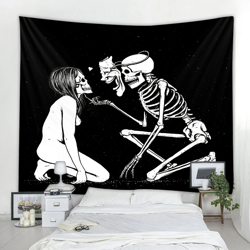 

Nordic Skull Illustration Decorative Tapestry Sham Witchcraft Tapestry Mandala Bohemian Hippie Tapestry Curtain Party Decoration