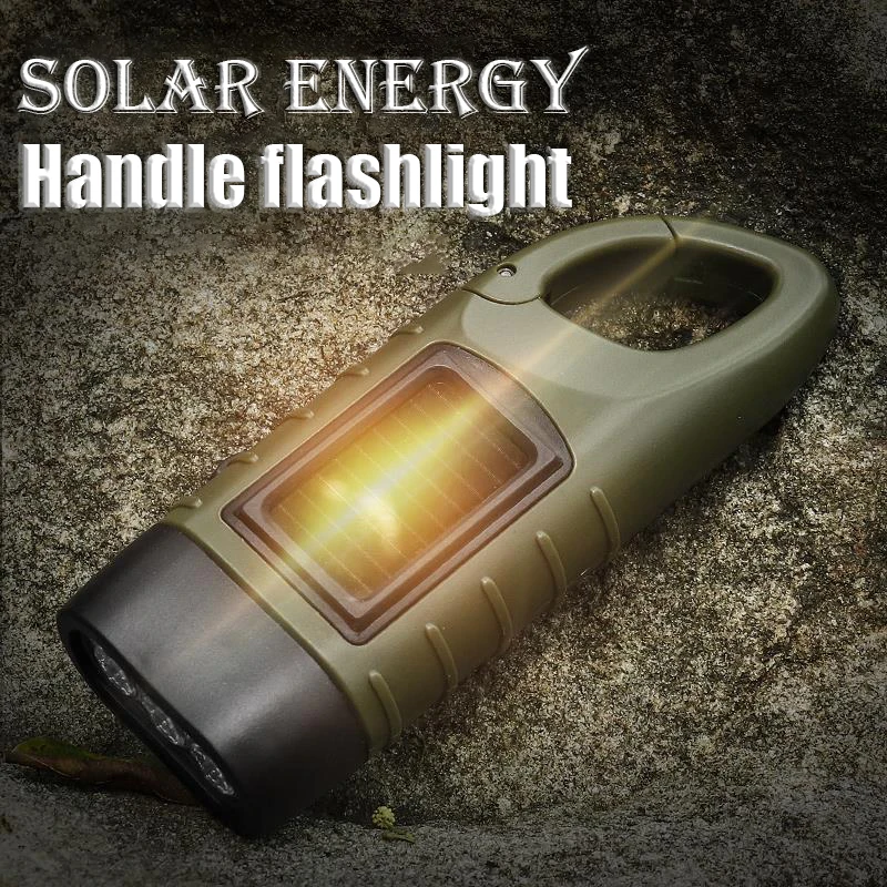 

Portable Mini LED Torch Emergency Hand Crank Dynamo Solar Flashlight Outdoor Camping Hiking Light Emergency Rechargeable Lamp