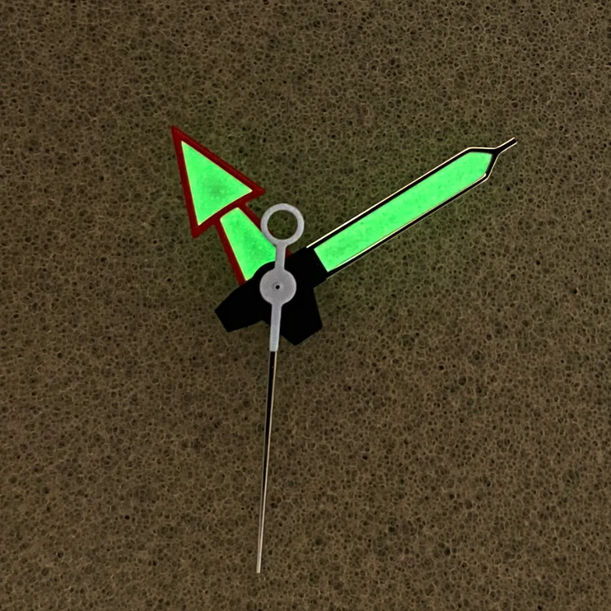 Watch Accessories Watch Hands 14MM Red and White Arrow Hands Green Luminous Hands Fit NH35A/NH36/4R/7S Automatic Movement