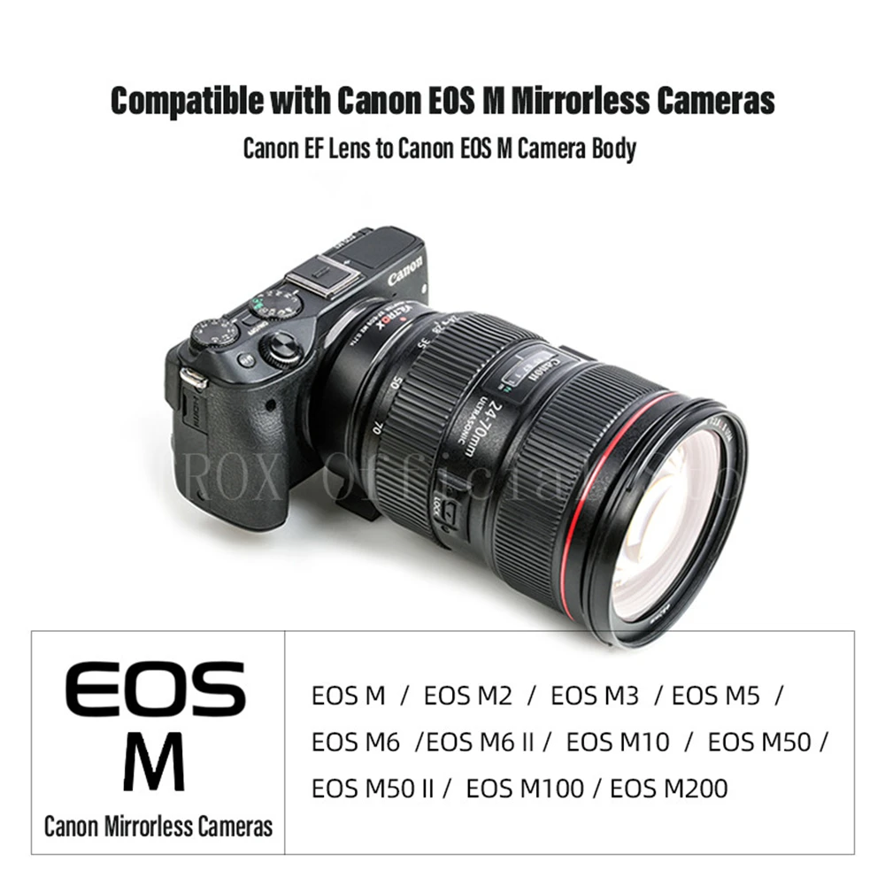 VILTROX EF-EOS M Canon EF Lens to Camera Переходное кольцо объектива с автофокусом Электронное для