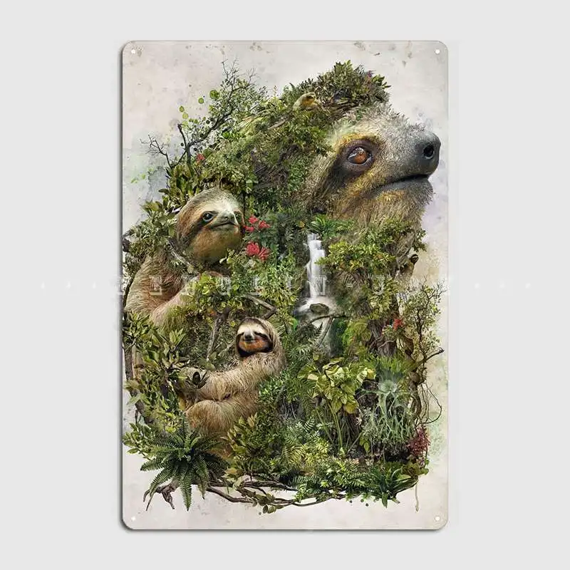 

Sloth Metal Sign Wall Pub Kitchen Retro Wall Plaque Tin Sign Poster