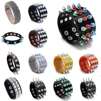 mens bracelets goth black pu leather choker bracelets for women chain bangle punk pendant jewelry collier party accessories
