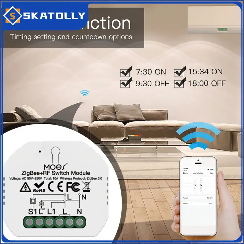 

Умный выключатель tuya zigbee светильник с функцией радиочастотного дистанционного управления, крепление на din-рейку, фиксированная поддержка alexa google, голосовое управление