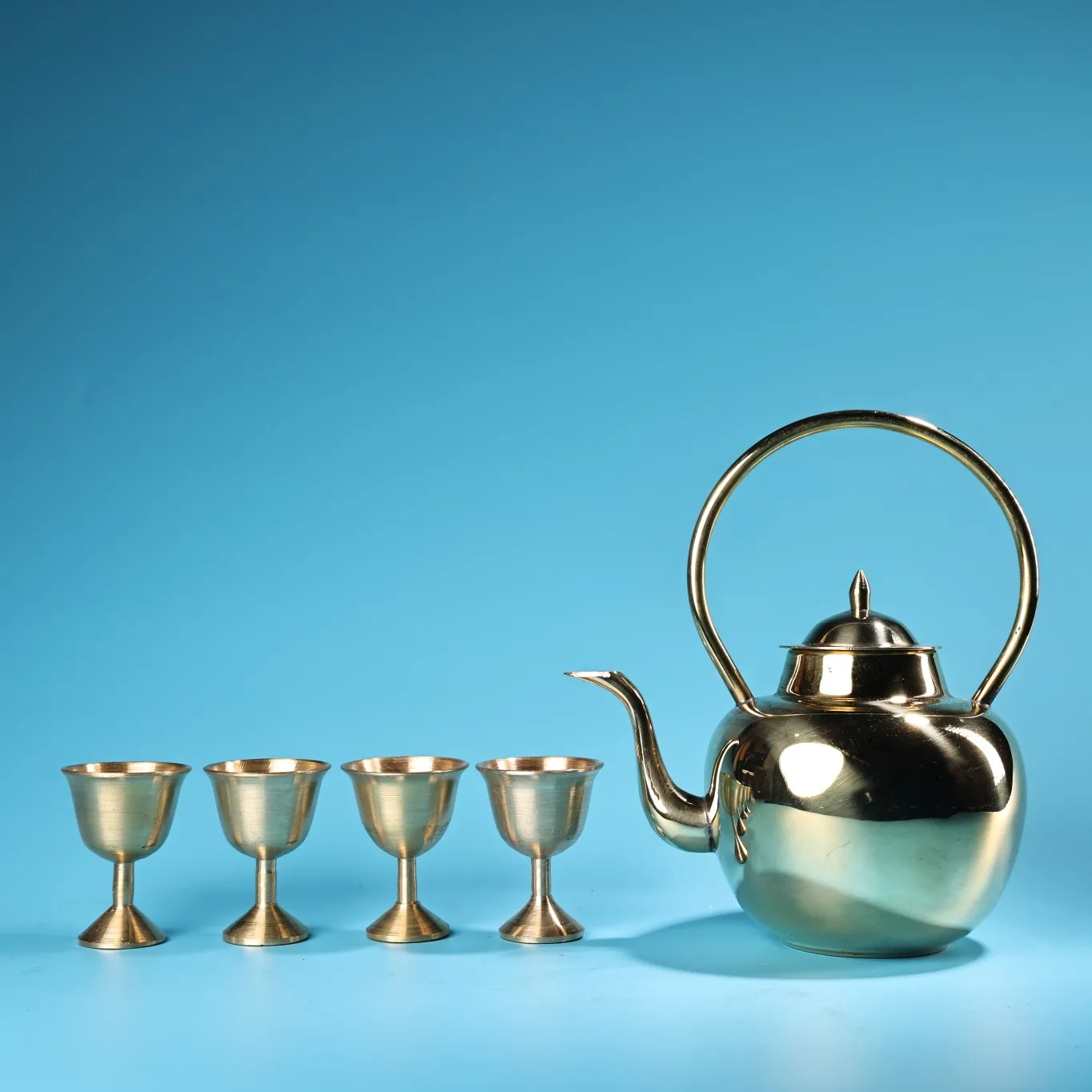 6 &quotКоллекция тибетского храма старая бронза киноварь чайник винная посуда