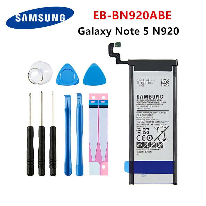 Оригинальная Аккумуляторная батарея SAMSUNG 3000 мАч для Samsung Galaxy Note 5 EB-BN920ABE N920F N920T/A N920G N9200 N920G/DS N9208 + Инструменты