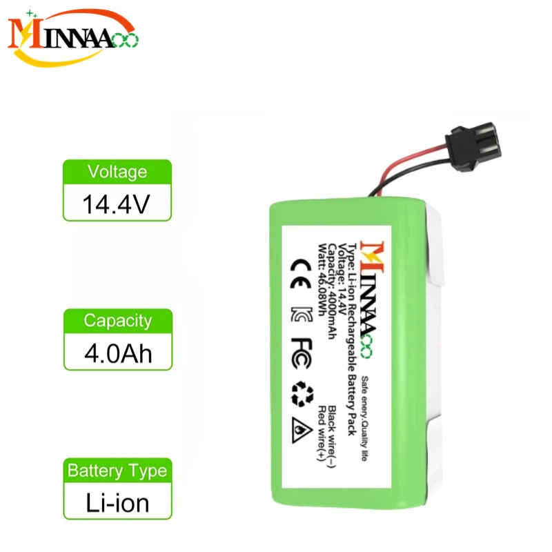 

14.4V 4.0Ah Li-ion battery for Cecotec Conga Excellence 950 990 1090 Ecovacs Deebot DN621 601/605 Eufy RoboVac 35C Panda i7 V710