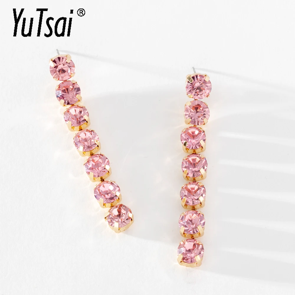 

YUTSAI Fashion Colorful Multilayer Dangle Earrings Elegant Exaggerated Round Rhinestone Long Earring for Women Jewelry YT1059