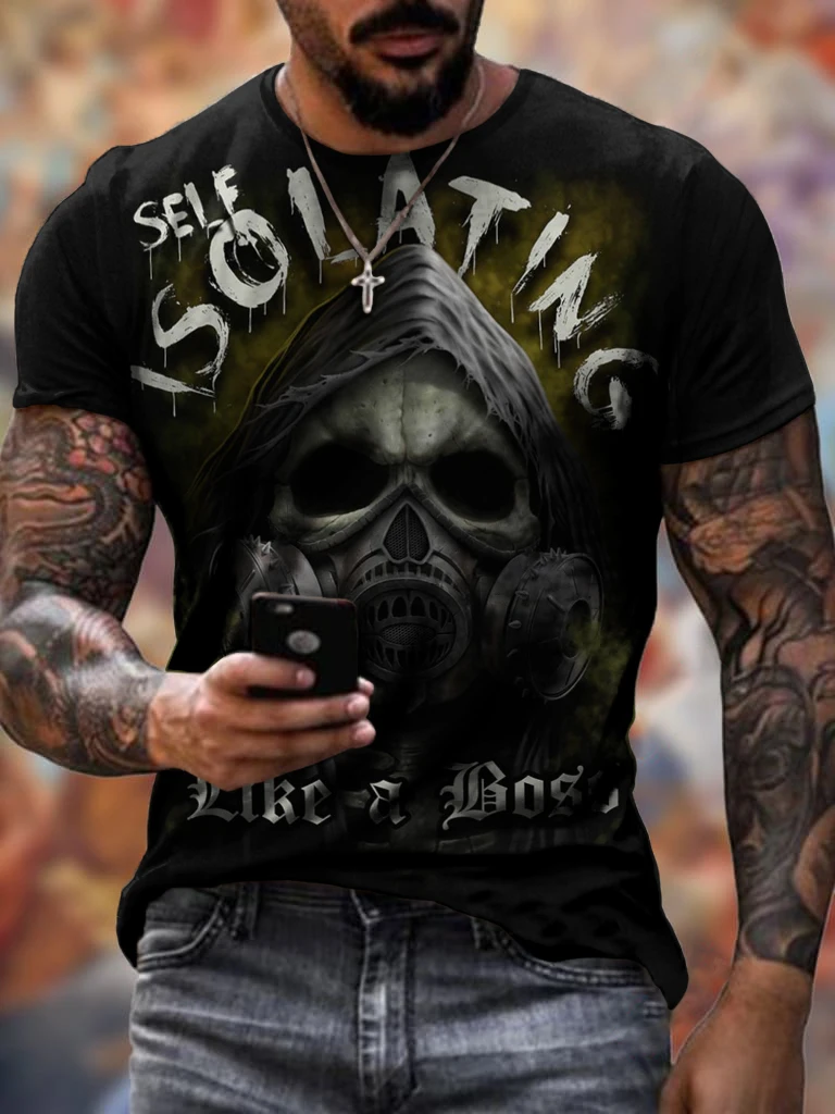 

Skull Pattern Men'S T-Shirt Horror O-Neck T-Shirt Summer Fashion Top Boy Clothing Large Size Streetwear Men'S Hip Hop 3d Shirt