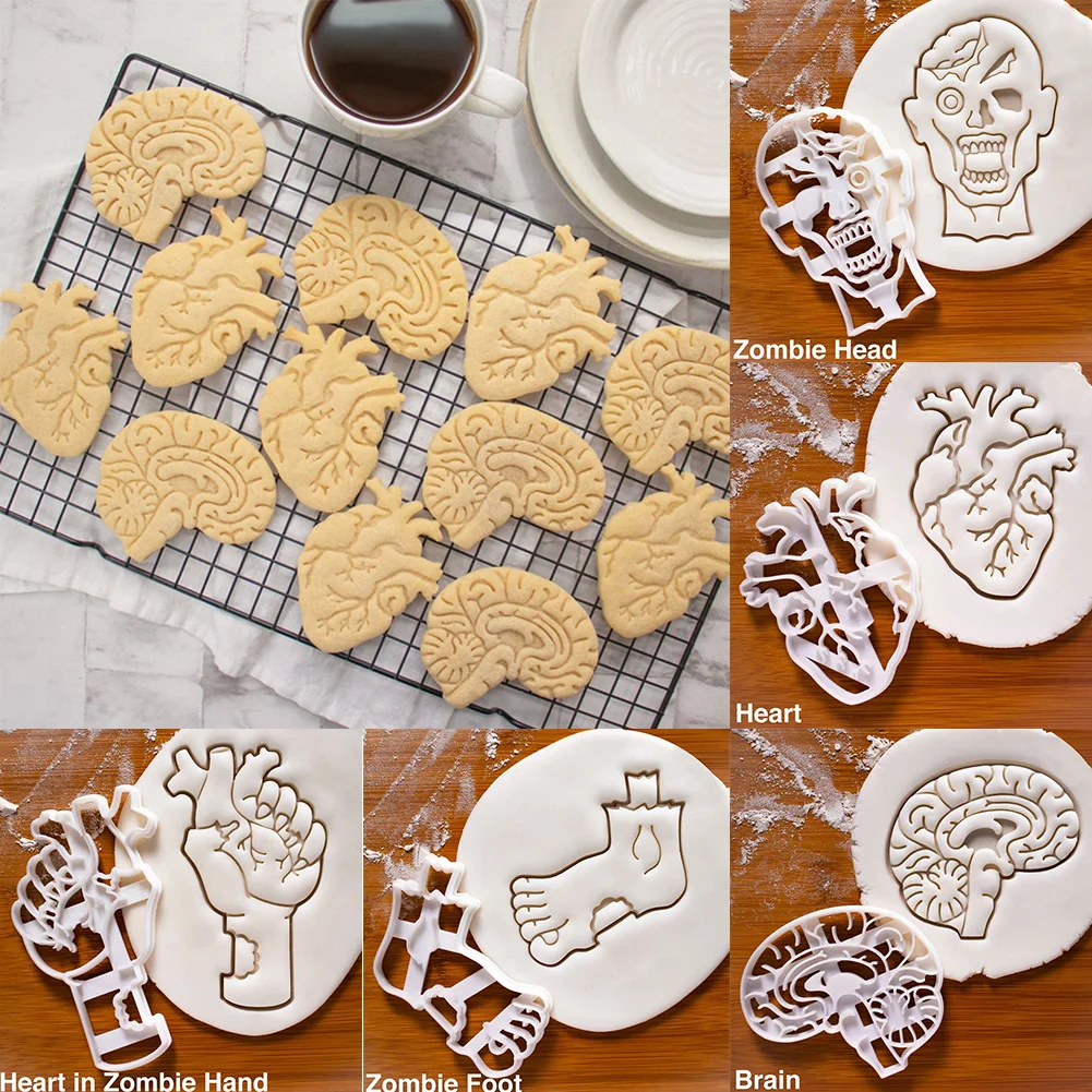 

1PCS Zombie Cookie Cutters Mold Halloween Biscuit Embossing Mould Sugarcraft Dessert Baking Mold Cake Kitchen Accessories Tools