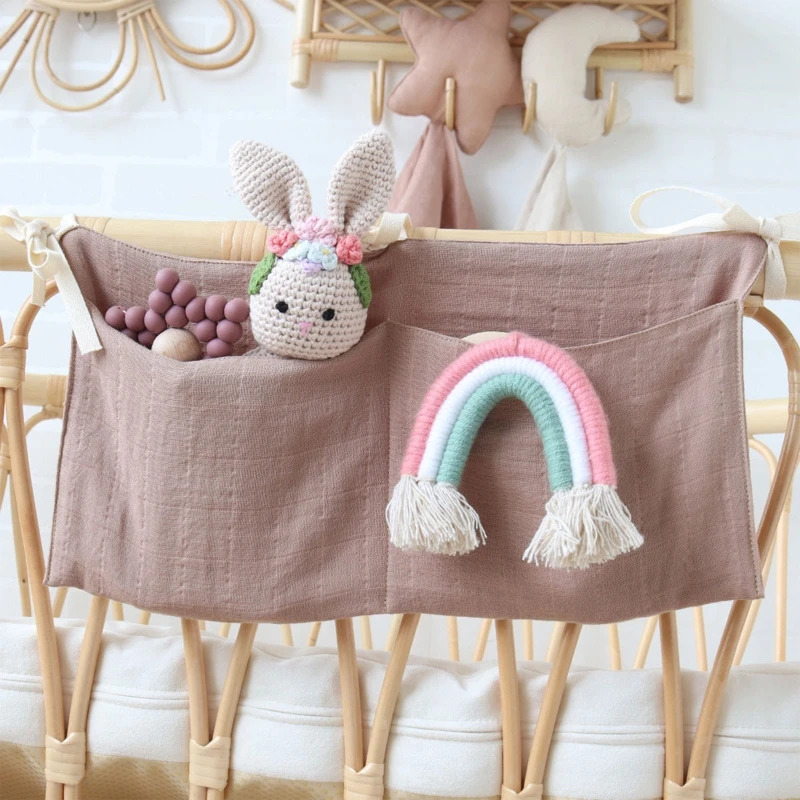 

Cute Hanging Diaper Organizer for Changing Table and Crib Zipper Cotton Pockets Big Capacity Organizer