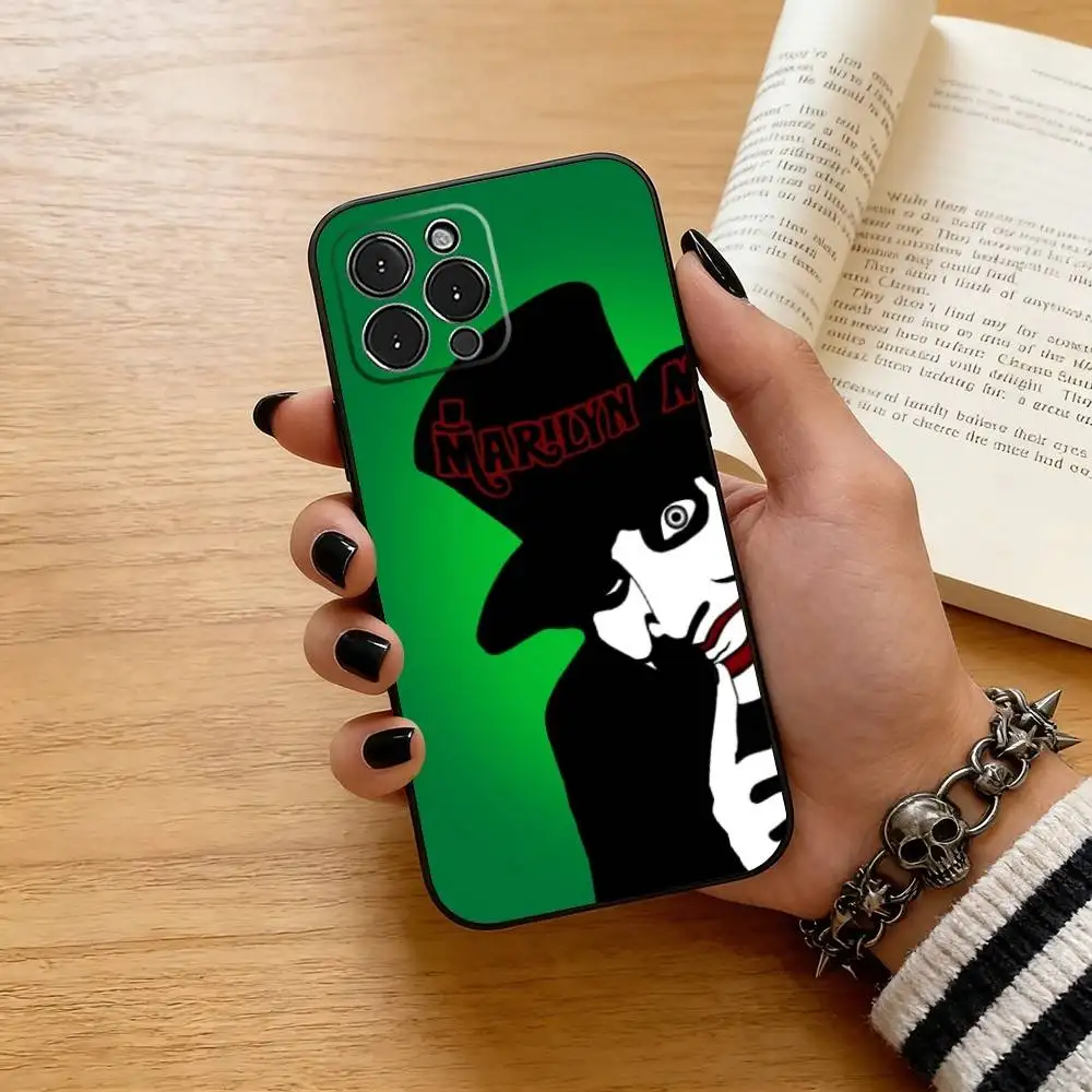 Фото Чехол для телефона M-Marilyn M-Manson для iPhone 17, 16, 15, 14, 13, 12, 11 Plus, Pro Max и других моделей, мягкий черный чехол №2