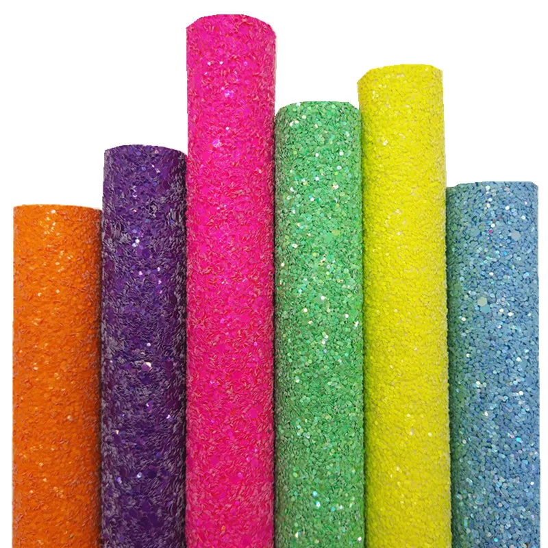 

Orange Rose Green Blue Yellow Chunky Glitter Leather Fabric Faux Glitter Sheets For Bows Earrings DIY 21x29CM Q284