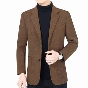 Autumn New Business Men's Blazer Korean Fashion Trend Solid Color Suit Coat Wool Blends High Quality