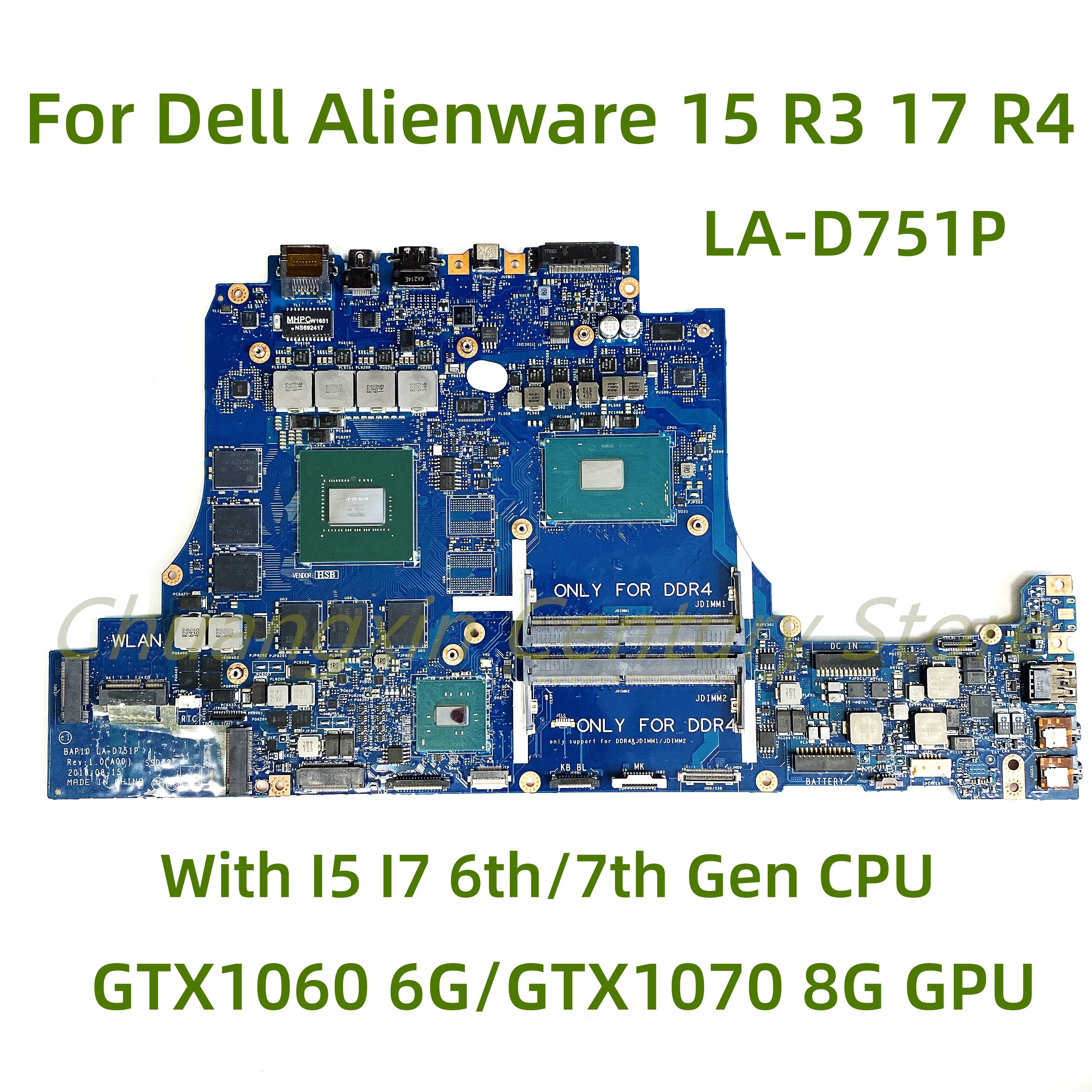 

Материнская плата для ноутбука Dell Alienware 15 R3 17 R4, оригинальная с процессором I5 I7 6-го/7-го поколения GTX1060 GTX1070 6/8G GPU 100%, полностью протестирована