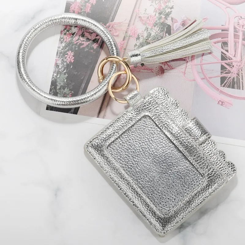 

ZG New Arrivals Pu Leather Bracelet Key Chain Tassel Pendant Small Leather Bag Coin Purse Bracelet Pendant