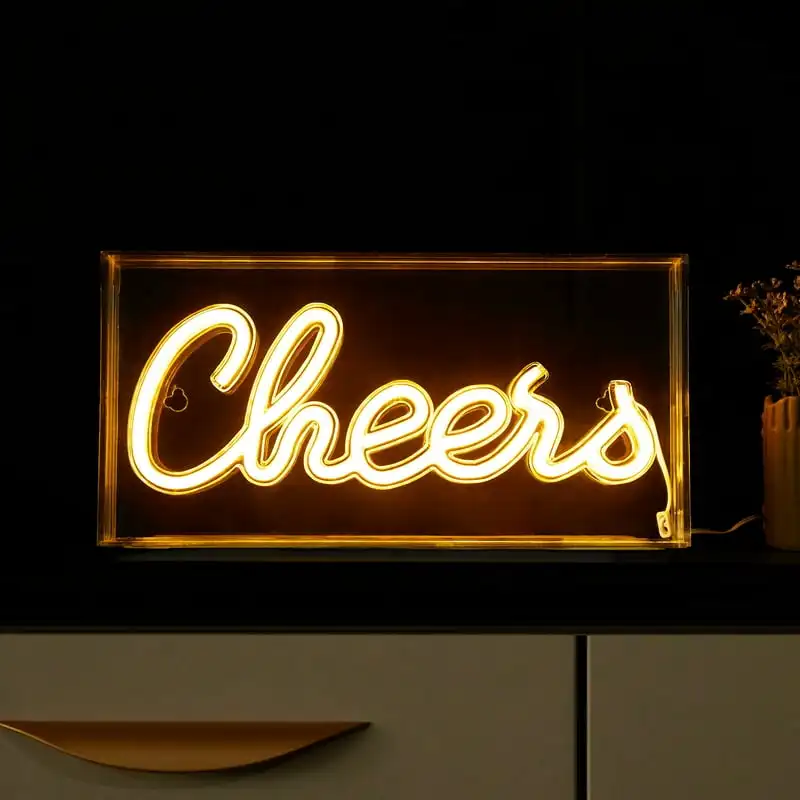 

Прозрачная акриловая коробка Neon Cheers, теплый белый