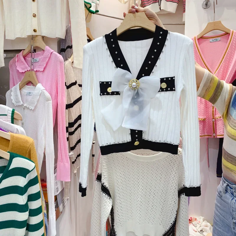 Вязаный кардиган чувственный дизайн укороченный топ уменьшающий возраст