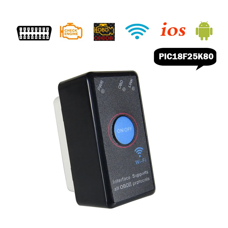 

ELM-327 OBD2 сканер ELM327 WiFi V1.5 Автомобильные диагностические инструменты ELM 327 В 1,5 Wi-Fi Obd 2 Автоматический считыватель кодов-сканер для iOS/Android