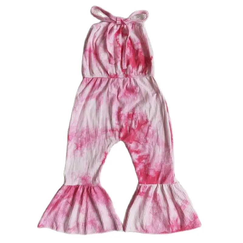 

Baby Romper Girls Pink Tie Dye Sling Summer Romper Bodysuit Kids Boutique High Quality RTS Children's Clothing