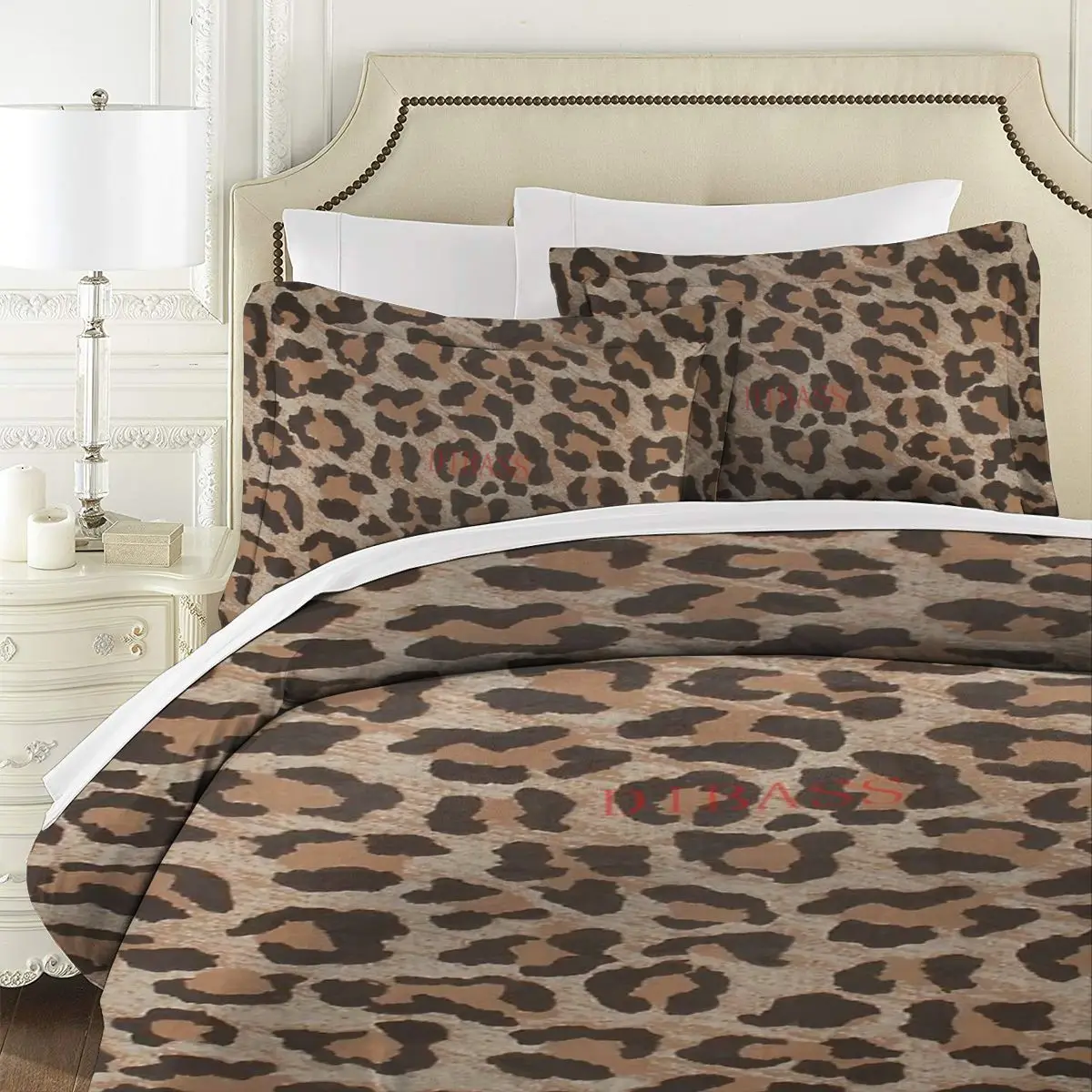 Леопардовая мягкая искусственная кожа с 2 наволочками пододеяльник