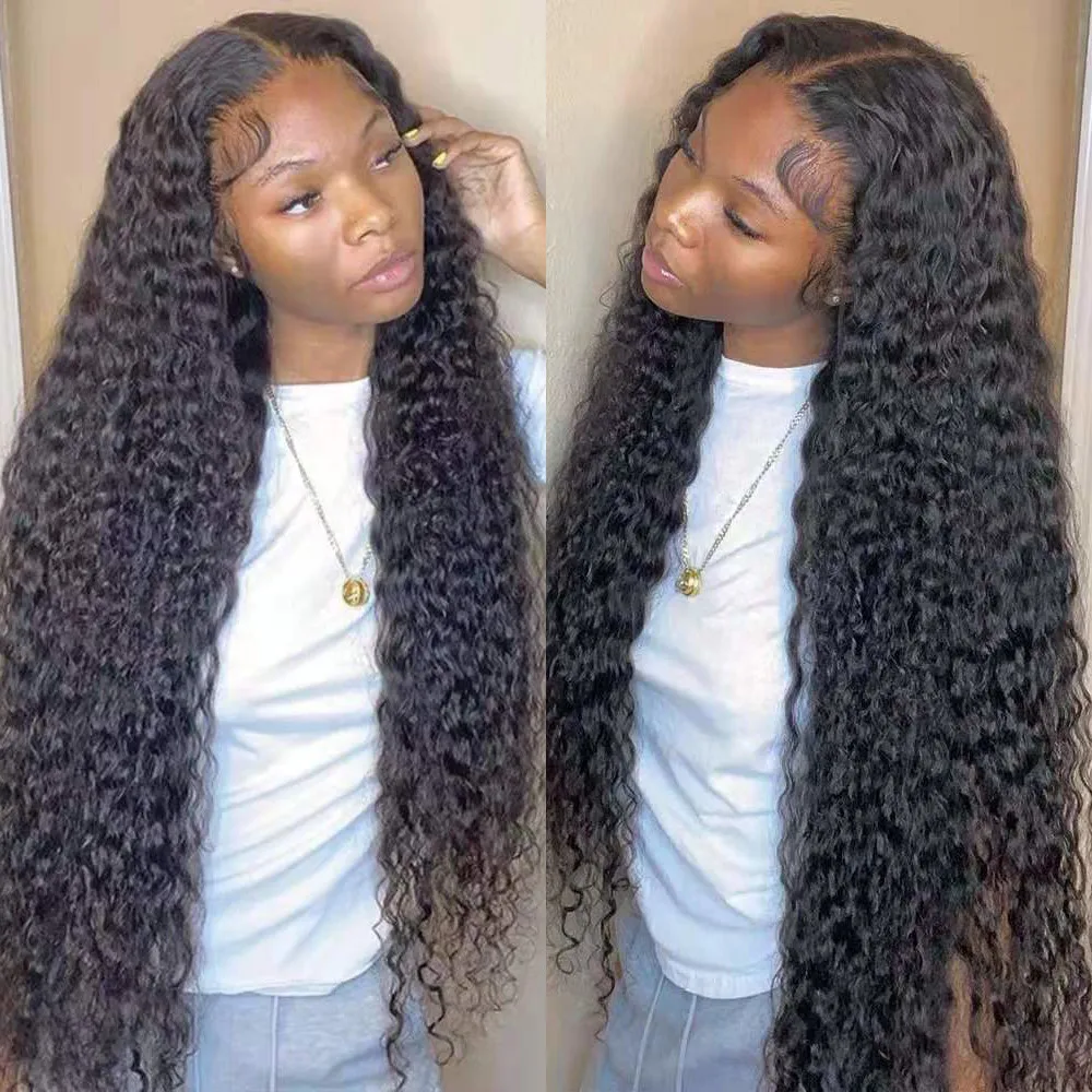 Sunper Queen 40 inch Deep Wave 13x6 Lace Frontal Human Hair Wigs Brazilian Loose Water Curly For Black Women |