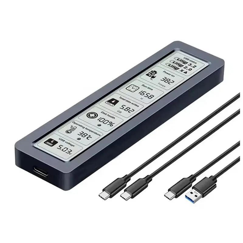 Фото Корпус для SSD-накопителя Shuole M.2 NVMe с USB 3.2 Gen2 Type-C 10 Гбит/с, PCIe, с дисплеем, без инструментов для установки №3