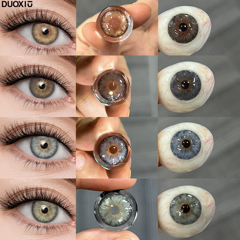 Контактные линзы Duoxiu 2 шт. зеленого цвета с диоптриями для близорукости-0 00 ~-8