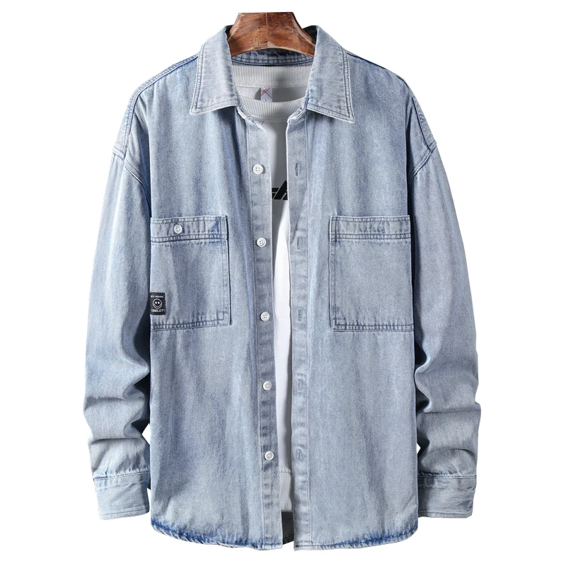 Мужская джинсовая рубашка S-5XL черная брендовая из денима Новинка осени 2022