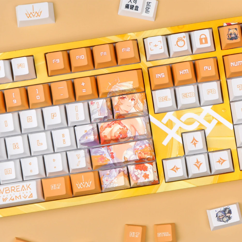 Фото Кейкапы Project Snow PBT с сублимационной печатью, профиль Cherry, для клавиатур: Anime Game Dustborn, Fenny, Guiltcrown, Lyfe, Bestla №4