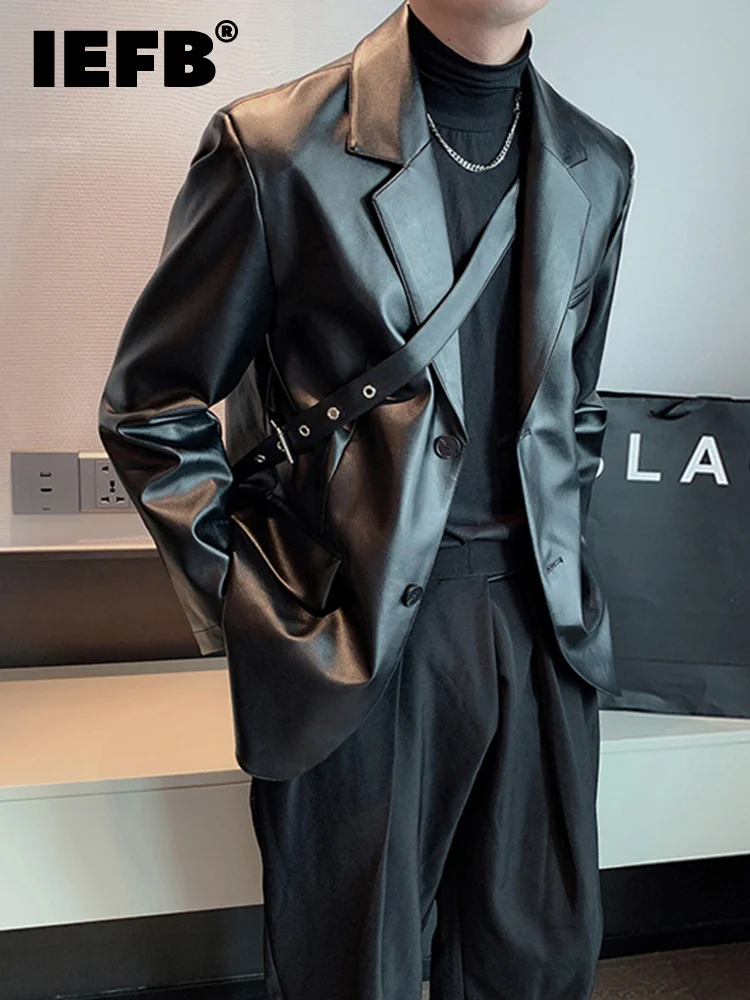 

Мужское пальто из ПУ кожи, модный костюм, свободная хлопковая куртка, осень 2023, однотонная мужская куртка с длинным рукавом 9A5240