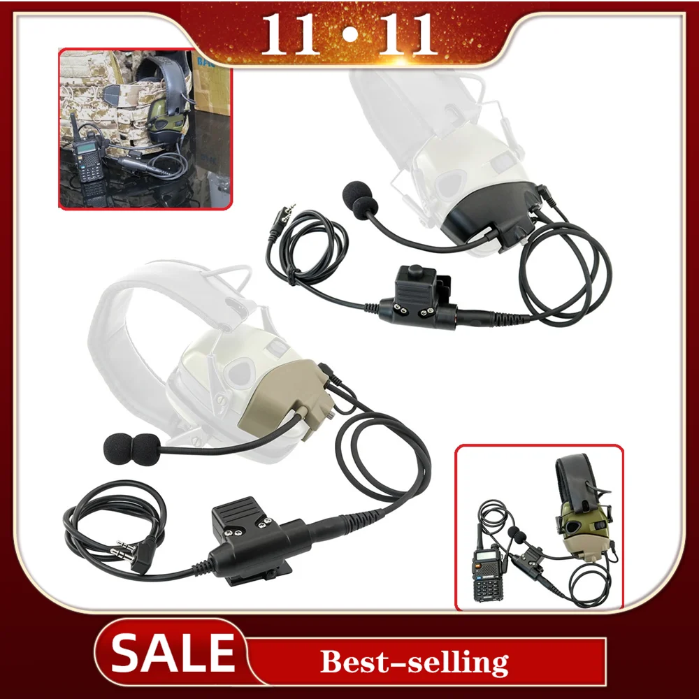 

Tactical Headset Airsoft Anti-Noise Earmuffs Adapter External Mic Kit for Howard Leight Impact Sport Electronic Shooting Earmuff