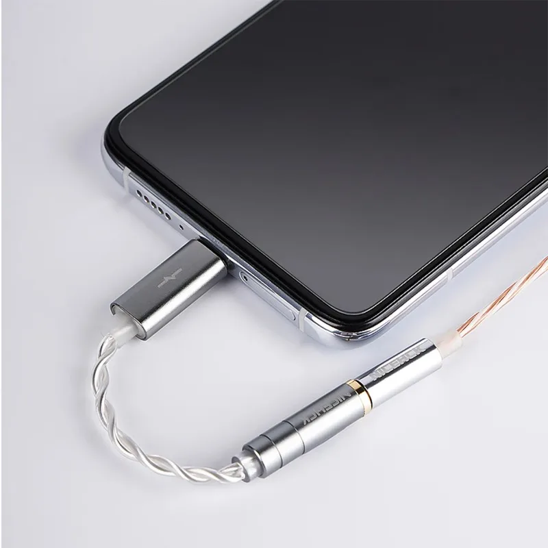 Фото Адаптер NICEHCK NK1 Type-C на 3,5 мм Hi-Fi без потерь CX31993 Чип OCC и посеребренный смешанный провод OCC №5