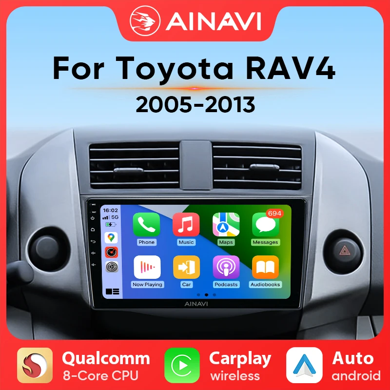 Автомагнитола Ainavi Android для Toyota RAV4 Rav 4 2005-2013 Carplay мультимедийный видеоплеер DSP 48EQ навигация GPS 4G WIFI