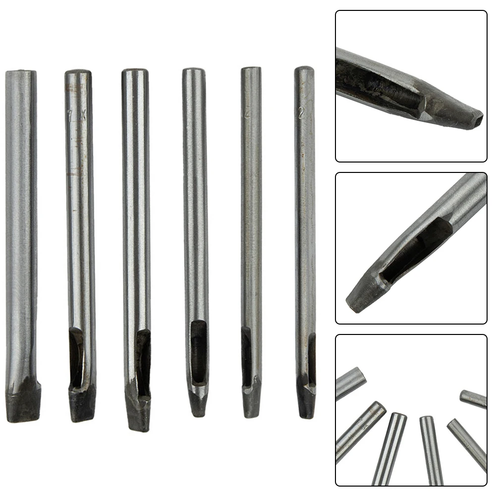 

6pcs 3mm 4mm 5mm 6mm 7mm 8mm Oval Shape Hole Punch Belt Watch Band Hollow Punch Leather DIY Tool For Puncher Leather Rubber