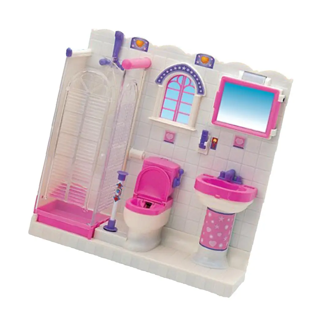 

Dolls House Bathroom Kit Pretend Play Set for Doll House Accessory