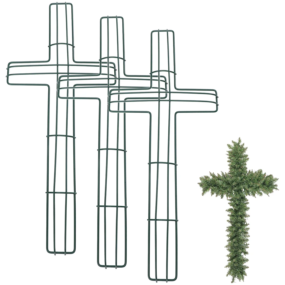 

3pcs Church Holiday Religious Themed Hollow DIY Wreath Frame Cross Shaped Wreath Frame