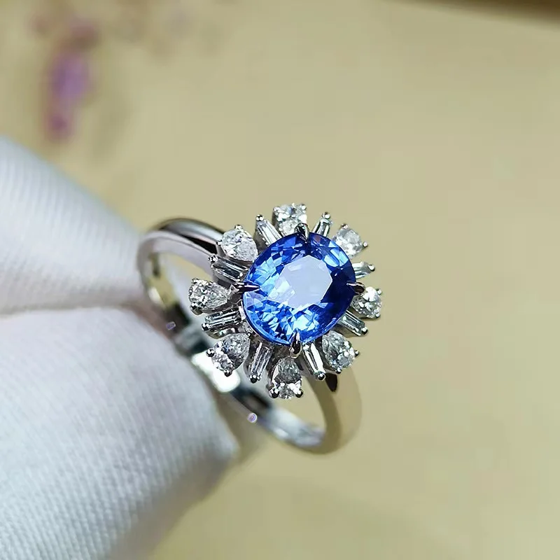 

Women's Luxury Blue Zircon Ring Opening Adjustment Oval Blue Gem Copper Inlaid Zircon Classic Jewelry Wedding Gift Wholesale