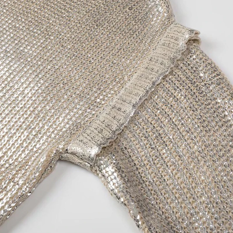 Женский однотонный пуловер с блестками