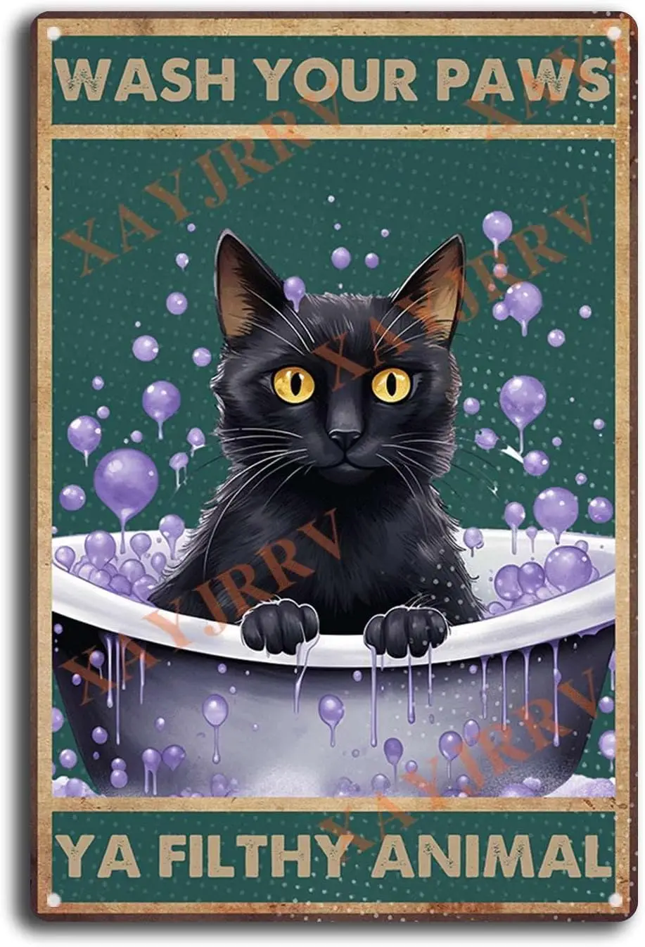 Vntge Metl Tn Sgn Blck Ct Wsh Your Pws Y Flthy nml Decor Wll Плакат для Mn Cve Br