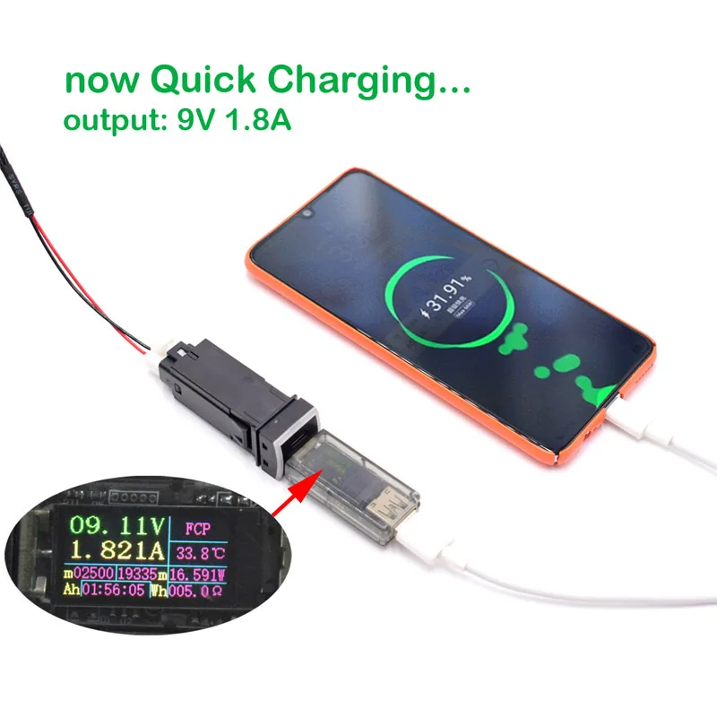 Двойное быстрое автомобильное зарядное устройство 12 В 22x22 мм 2 USB QC3.0 с Bluelight для