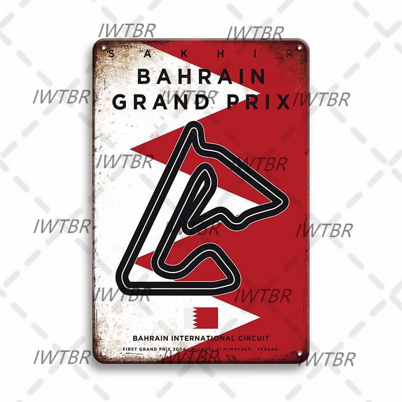 

F1 Бахрейн Гран-при Бахрейн Международный контур декор комнаты Декоративные стены для дома 7,8x11,8 дюймов (20x30 см)