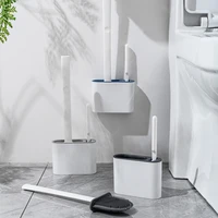 wall mounted tpr toilet brush with bracket set silicone bristles floor bathroom cleaning brush accessories